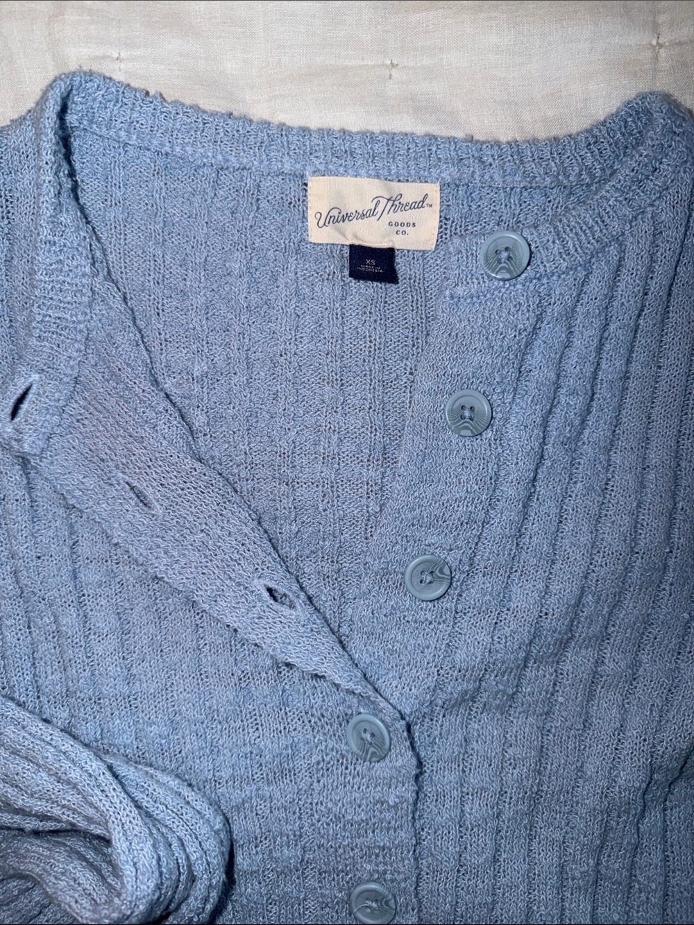 Universal Thread Light Blue Ribbed Button-Front Cardigan - Picture 3 of 3